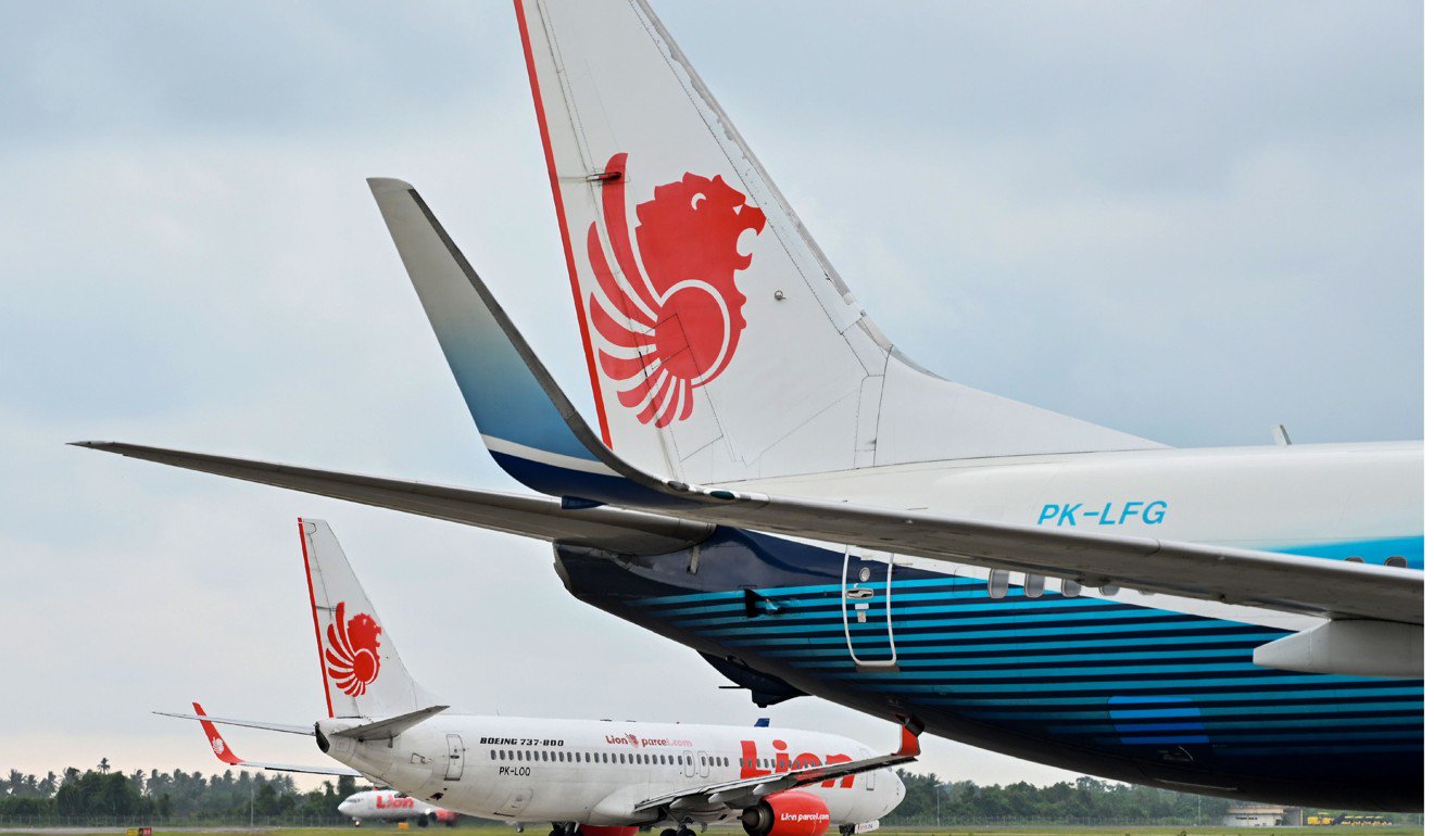 獅子航空波音737-800航空器在機場在巴東，印度尼西亞。照片：法新社