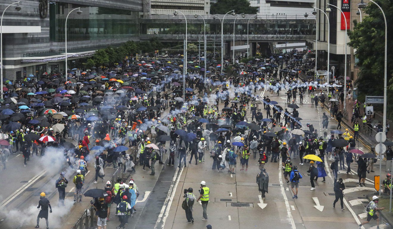 周六在香港中區的反政府示威者。照片：謝秋梅