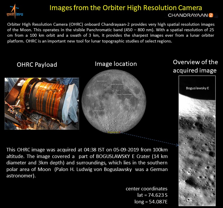 ISRO發布月球照片。