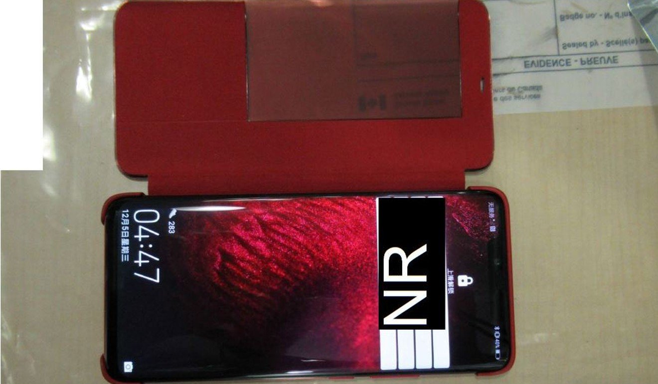 孟万洲的华为Mate 20 Pro手机被加拿大边境特工没收。照片：不列颠哥伦比亚省最高法院