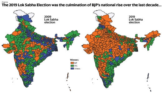 2019年的Lok Sabha选举是BJP过去十年全国崛起的高潮。 