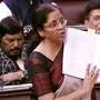 联邦财政部长尼尔马拉·西塔拉曼（Nirmala Sitharaman）周二在新德里举行的议会预算会议上在拉贾·萨卜哈（Rajya Sabha）上发表讲话（照片：ANI）